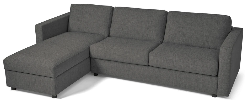 Lindö - Bäddsoffa 2,5-sits med schäslong, vändbar - Grå