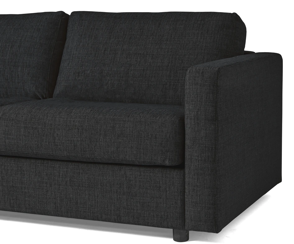 Lindö - Bäddsoffa 2,5-sits med schäslong, vändbar - Svart