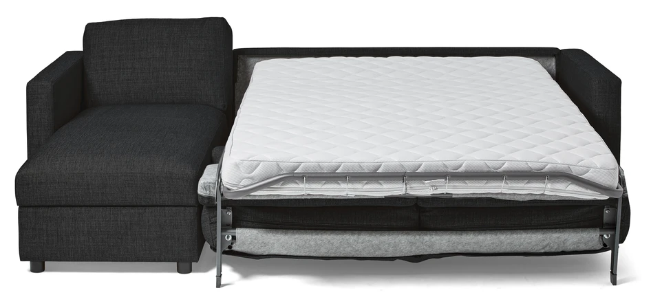 Lindö - Bäddsoffa 2,5-sits med schäslong, vändbar - Svart