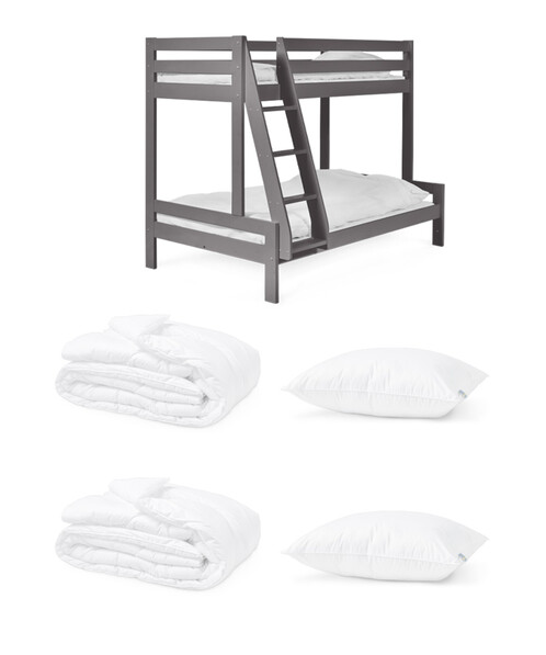 Nora - Sängpaket, inkl familjesäng Nora & 2 kuddar & 2 täcke Drömma - Grå