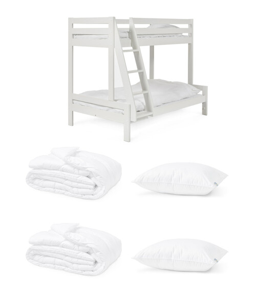 Nora - Sängpaket, inkl familjesäng Nora & 2 kuddar & 2 täcke Drömma - Vit