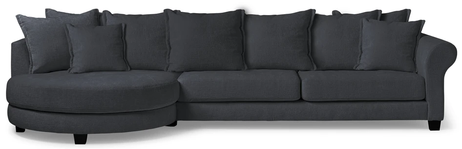 Beverly - 3-sits soffa med rund divan vänster - Blå