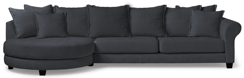 Beverly - 3-sits soffa med rund divan vänster - Blå