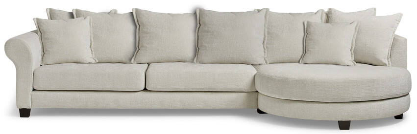 Beverly - 3-sits soffa med rund divan höger - Vit
