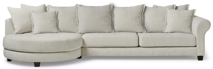 Beverly, 3-sits soffa med rund divan vänster