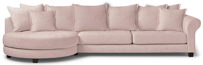 Beverly - 3-sits soffa med rund divan vänster - Rosa