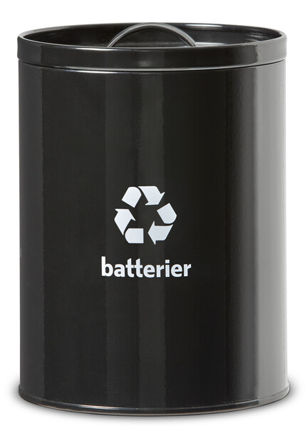 Batteri - Sorteringskärl, H 17 Ø 13,5 cm - Svart