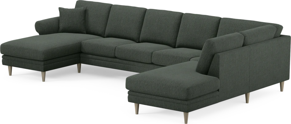 Eden - 3-sits soffa med schäslong vänster och divan höger - Grön