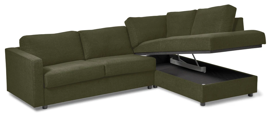 Lindö Pocket - Bäddsoffa 2,5-sits med divan höger - Grön