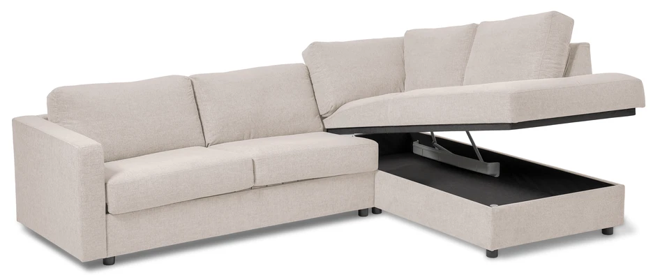 Lindö Pocket - Bäddsoffa 2,5-sits med divan höger - Vit