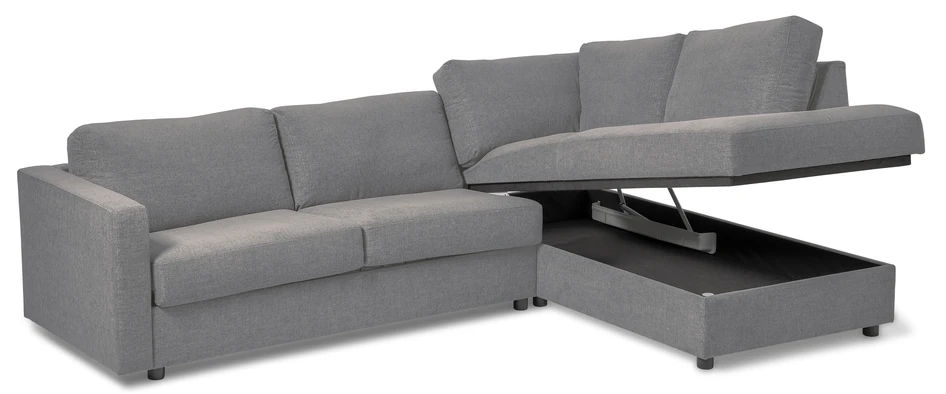 Lindö Pocket - Bäddsoffa 2,5-sits med divan höger - Grå