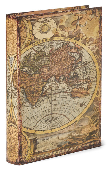 Världskarta - Förvaringslåda, 22x28,5x4 cm - Brun