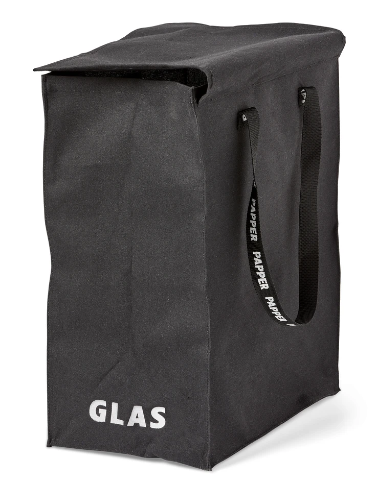 Glas - Sorteringskärl, 22x35x45 cm - Svart