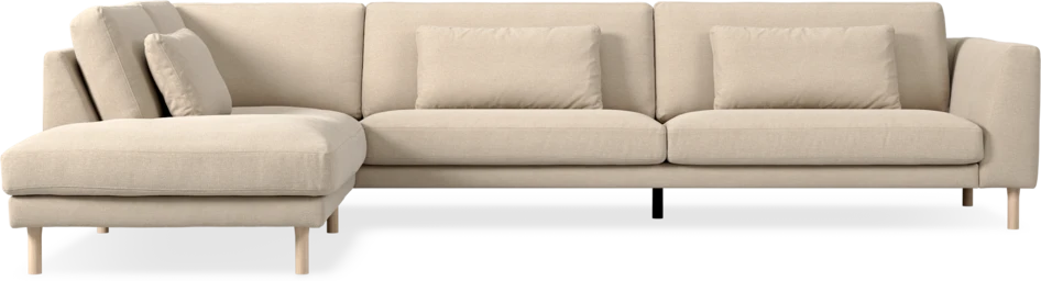 Willow - 4-sits soffa med divan vänster, fast klädsel - Beige
