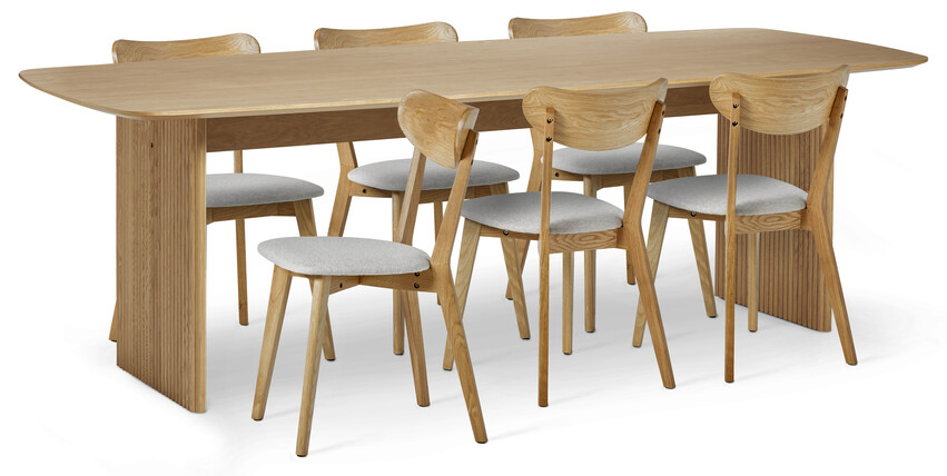 Ines - Matgrupp med 6 stolar Ludvig - Beige