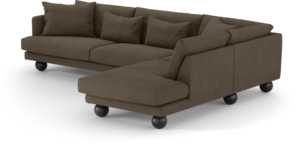 Harper - 3-sits soffa med divan höger - Brun