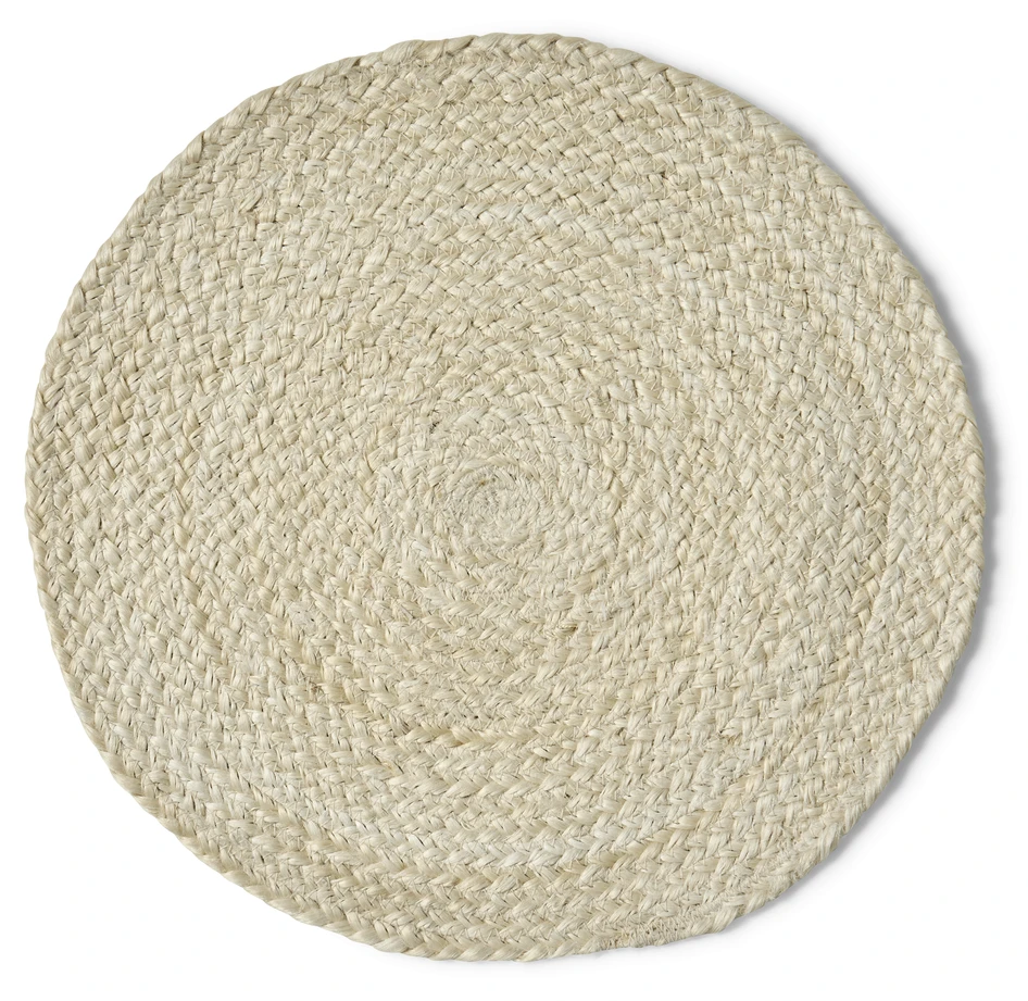 Jute - Tablett i flätad jute, Ø 38 cm - Vit