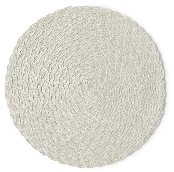 Nova - Tablett i flätad plast, Ø 38 cm - Vit