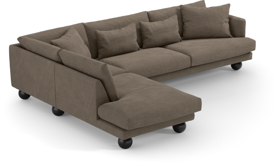 Harper - 3-sits soffa med divan vänster - Brun