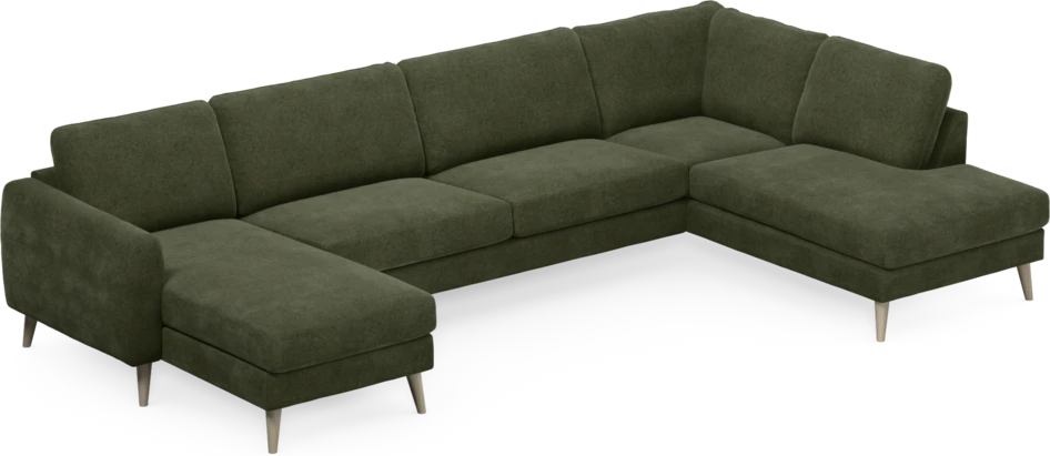 Bridge - 3-sits soffa med schäslong vänster och divan höger - Grön