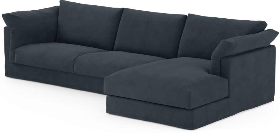 Cherrie - 3-sits soffa med schäslong höger, med kappa - Blå
