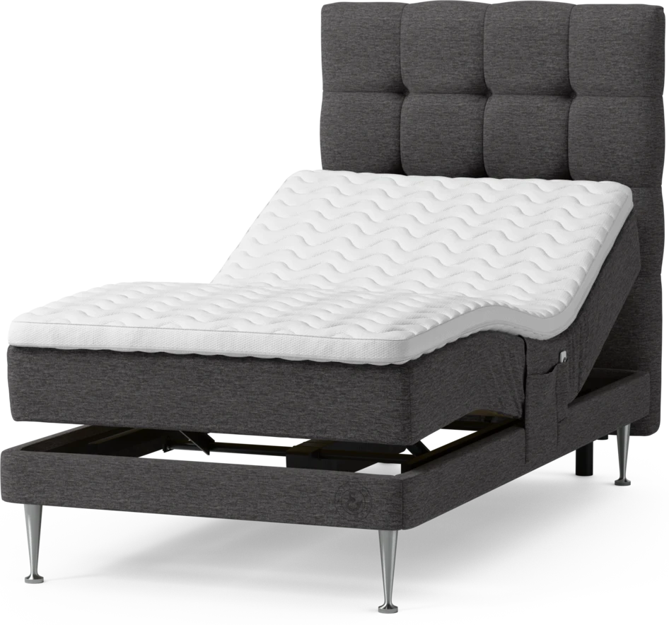 Särö Comfort - Ställbar säng, enkelsäng med bäddmadrass, sängben och Ruta sänggavel