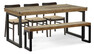 Woodenforge - Matgrupp med 3 stolar Ida och 1 bänk Woodenforge - Brun