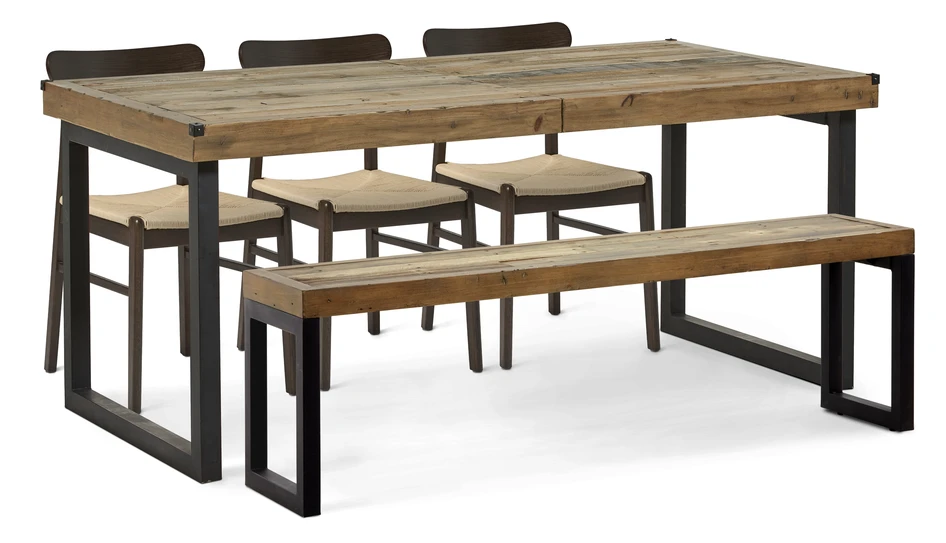 Woodenforge - Matgrupp med 3 stolar Ida och 1 bänk Woodenforge - Brun
