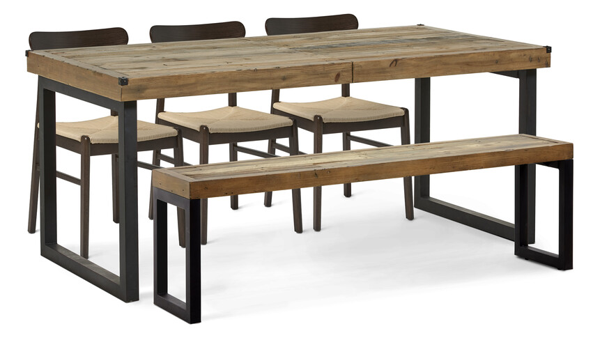 Woodenforge - Matgrupp med 3 stolar Ida och 1 bänk Woodenforge - Brun