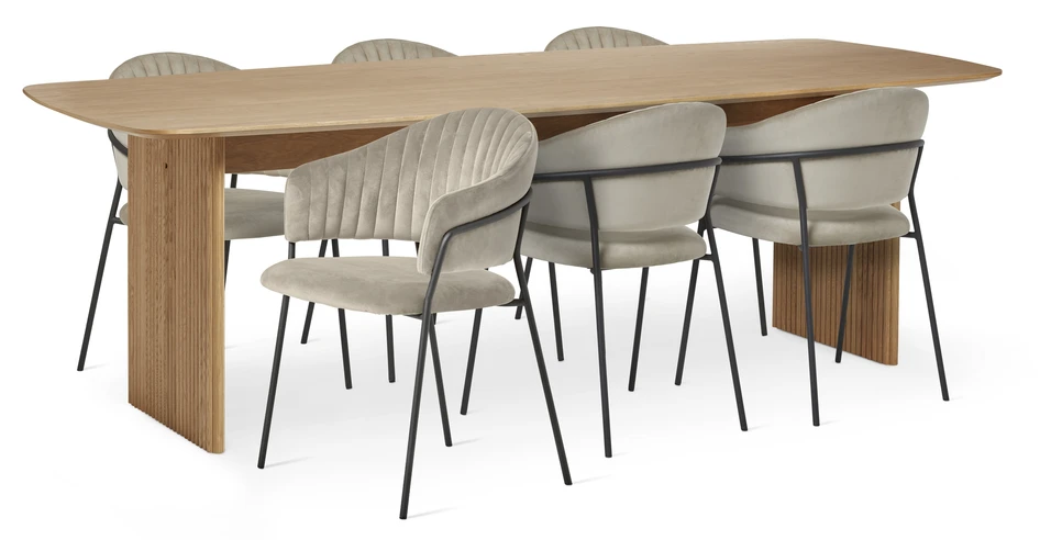 Ines - Matgrupp med 6 karmstolar Sharon - Beige