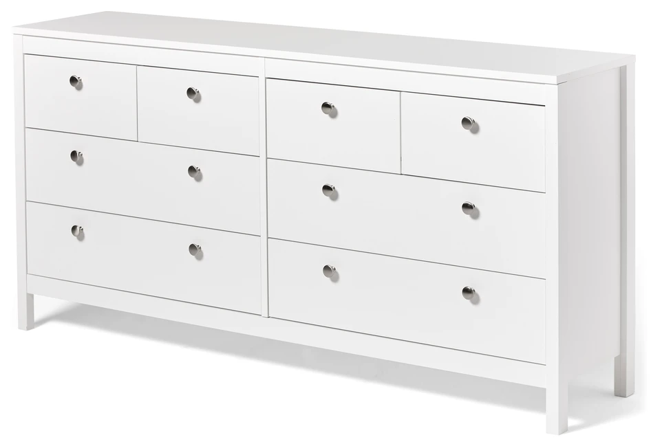 Molly - Byrå med 8 lådor, 160x38,5x80 cm - Vit