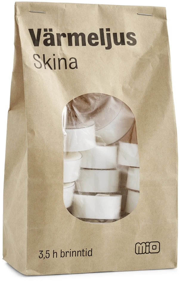 Skina - Värmeljus, 30-pack, 12,8x8x25 cm, brinntid 3,5 h - Vit