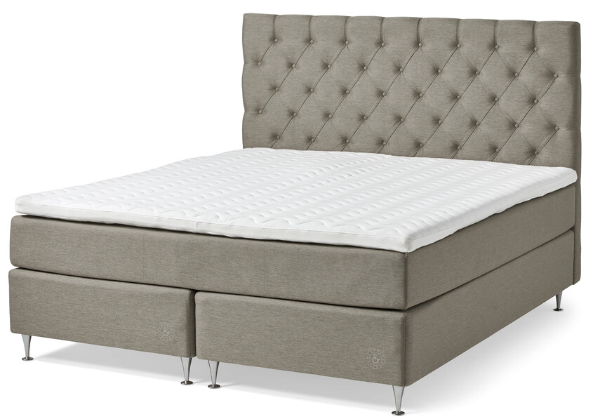 Särö Comfort - Kontinentalsäng, dubbelsäng med bäddmadrass Särö Comfort och Särö pikerad L sänggavel - Brun