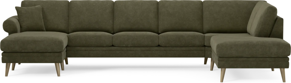 Eden - 3-sits soffa med schäslong vänster och divan höger - Grön