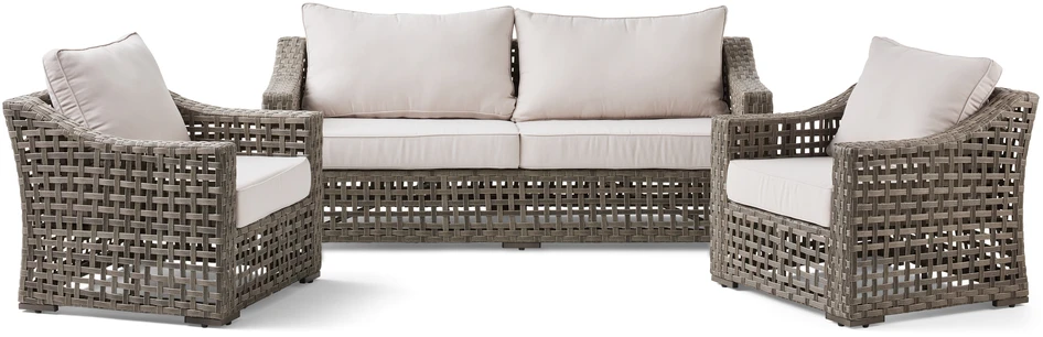 Riviera - Utegrupp med soffa och 2 fåtöljer  - Brun