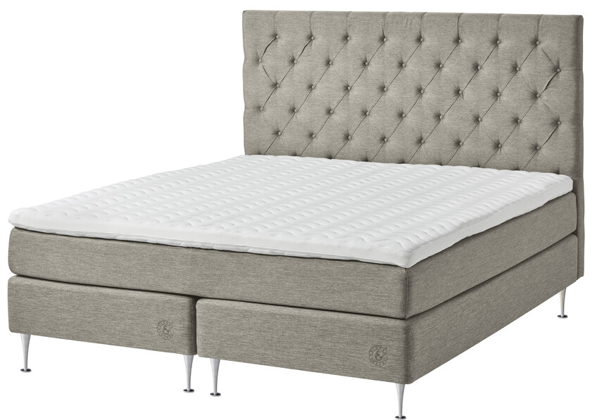 Särö - Kontinentalsäng, dubbelsäng med bäddmadrass Särö och Särö pikerad L sänggavel - Beige