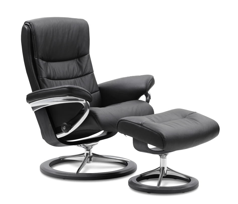 Stressless Nordic, medium - Fåtölj och fotpall, medium - Svart