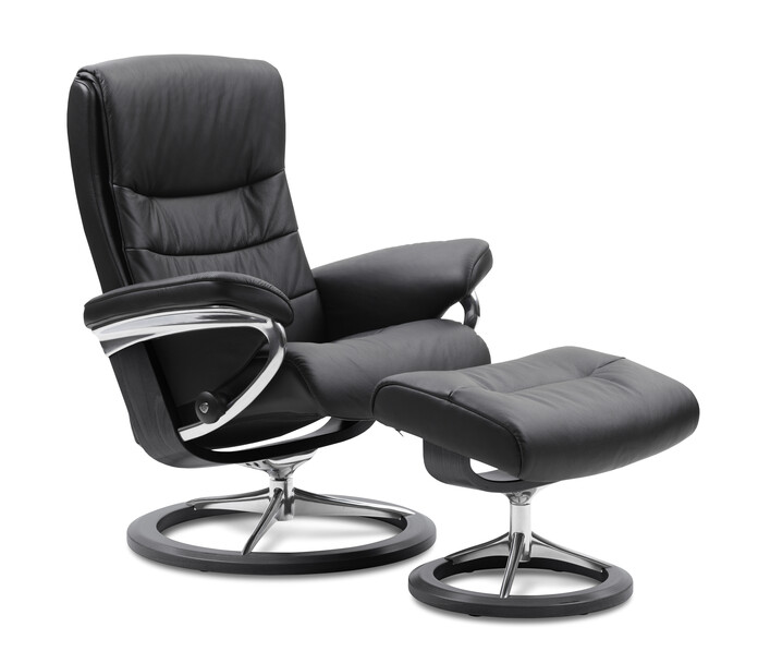 Stressless Nordic, medium - Fåtölj och fotpall, medium - Svart