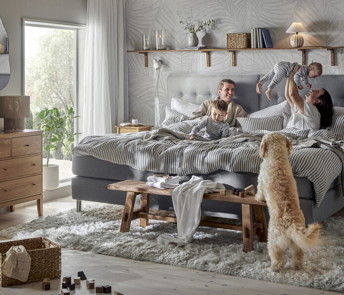 Roma Family - Kontinentalsäng, enkelsäng med bäddmadrass och sänggavel pikerad, B 105-140 - inspiration