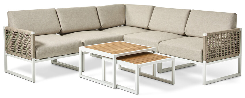 Avalon - Utegrupp med soffa och satsbord - Vit