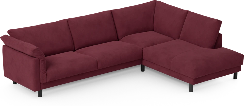 Cherrie - 3-sits soffa med divan höger, fast klädsel - Röd