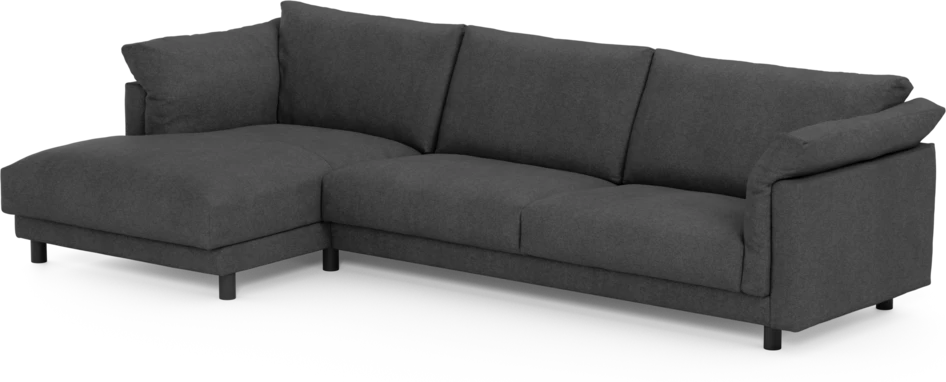 Cherrie - 3-sits soffa med schäslong vänster, fast klädsel - Svart