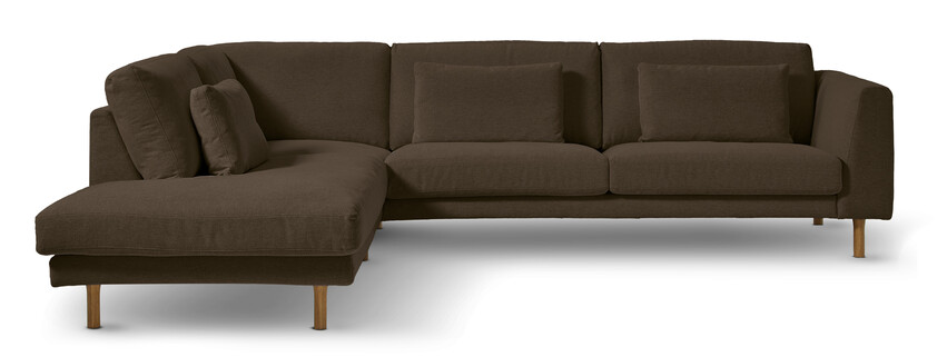 Willow - 3-sits soffa med divan vänster, fast klädsel - Brun