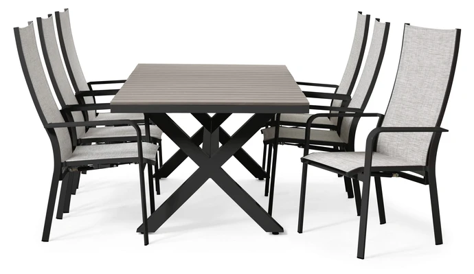 Modena, Utegrupp med bord och 6 reclinerstolar