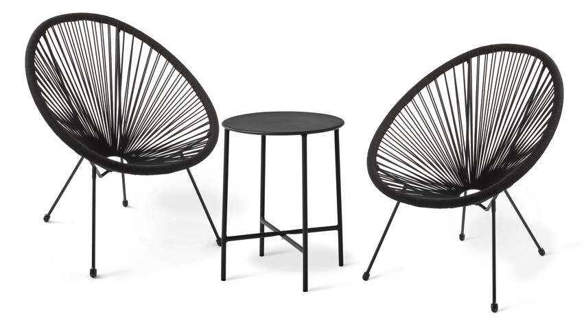Matrix/Tofta - Utegrupp med bord och 2 fåtöljer - Svart