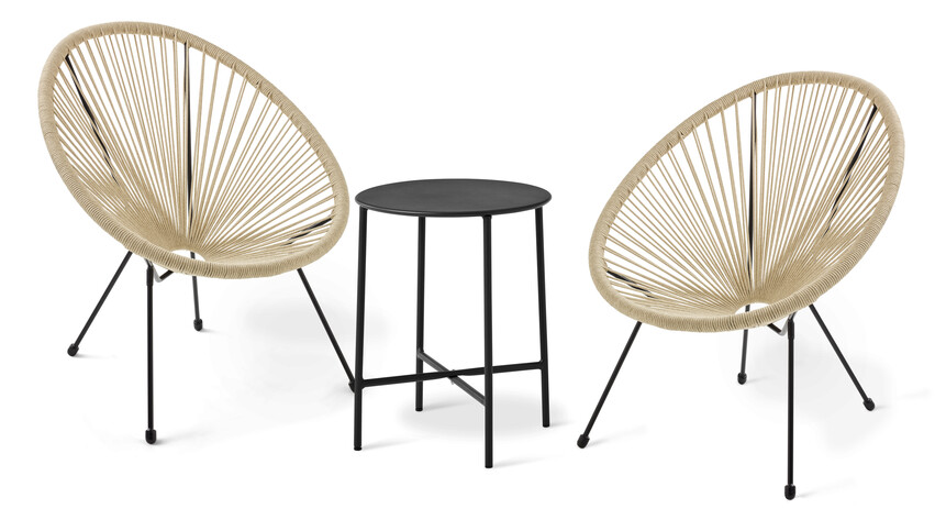 Matrix/Tofta - Utegrupp med bord och 2 fåtöljer - Beige