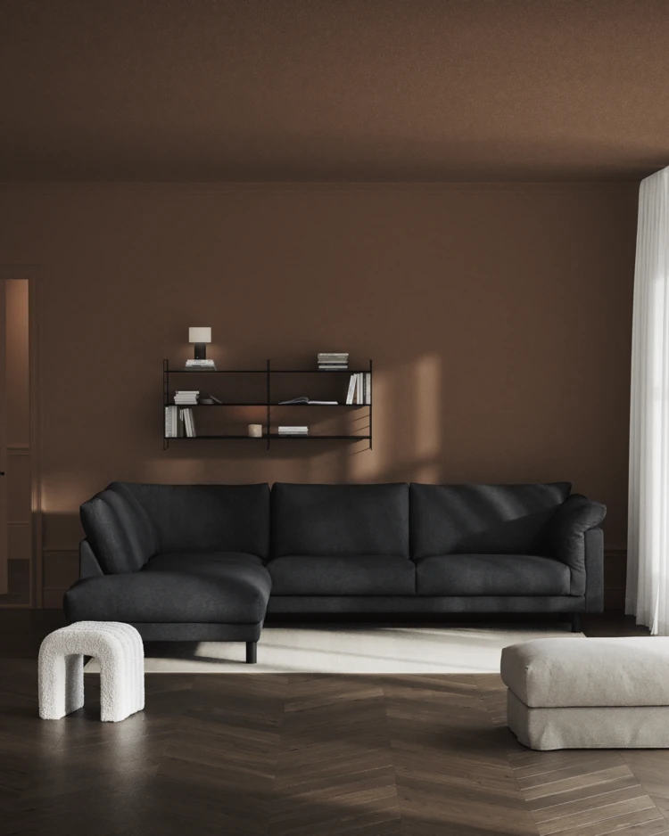 Cherrie - 3-sits soffa med divan vänster, fast klädsel - inspiration