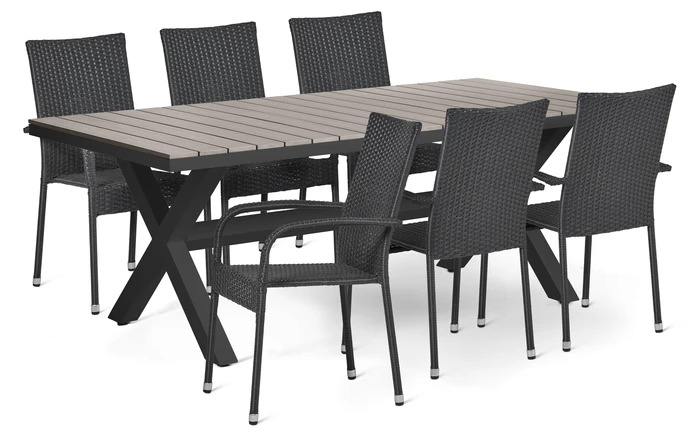 Modena/Village, Utegrupp med bord och 6 karmstolar