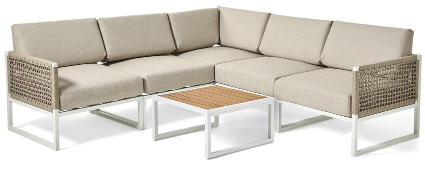 Avalon - Utesoffa med soffbord L 65 cm - Vit