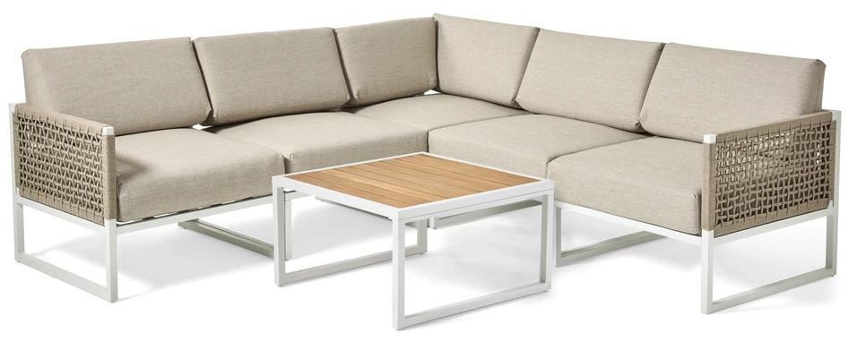 Avalon - Utesoffa med soffbord L 73 cm - Vit
